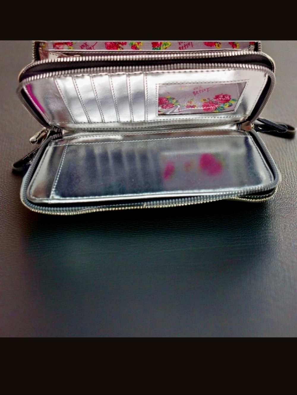 Betsy Johnson Stylish Set: Colorblocked Satchel @ Stripped Wallet Set. - Picture 11 of 16